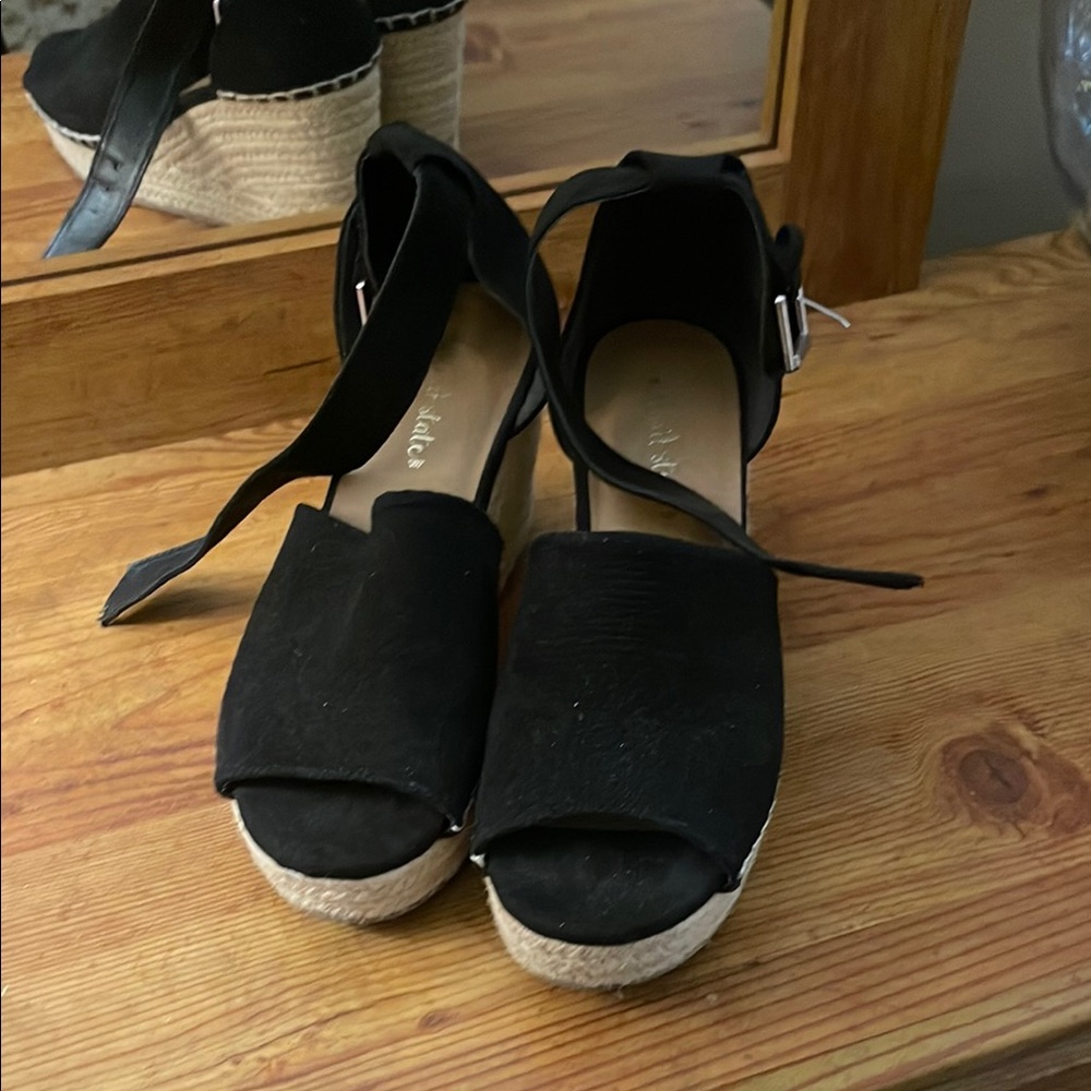 Black Espadrille Ankle Strap Sandals